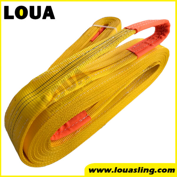 2-ply EN STANDARD WLL 3ton-90mm YELLOW duplex webbing sling | reinforcement eye eye flat web sling China manufacturer supplier lifting belt sling strap